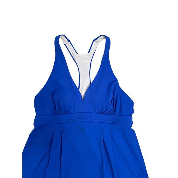 Land's End Blue Modest Quality Classic MInimalist Pool Swim Tankini  Top sz 4 - Picture 4 of 6